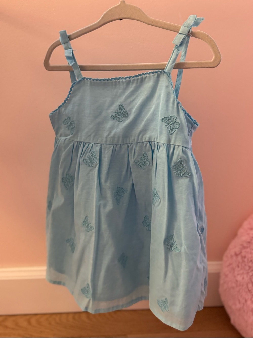 Janie and Jack Light Blue Butterfly Embroidered Sundress Camisole